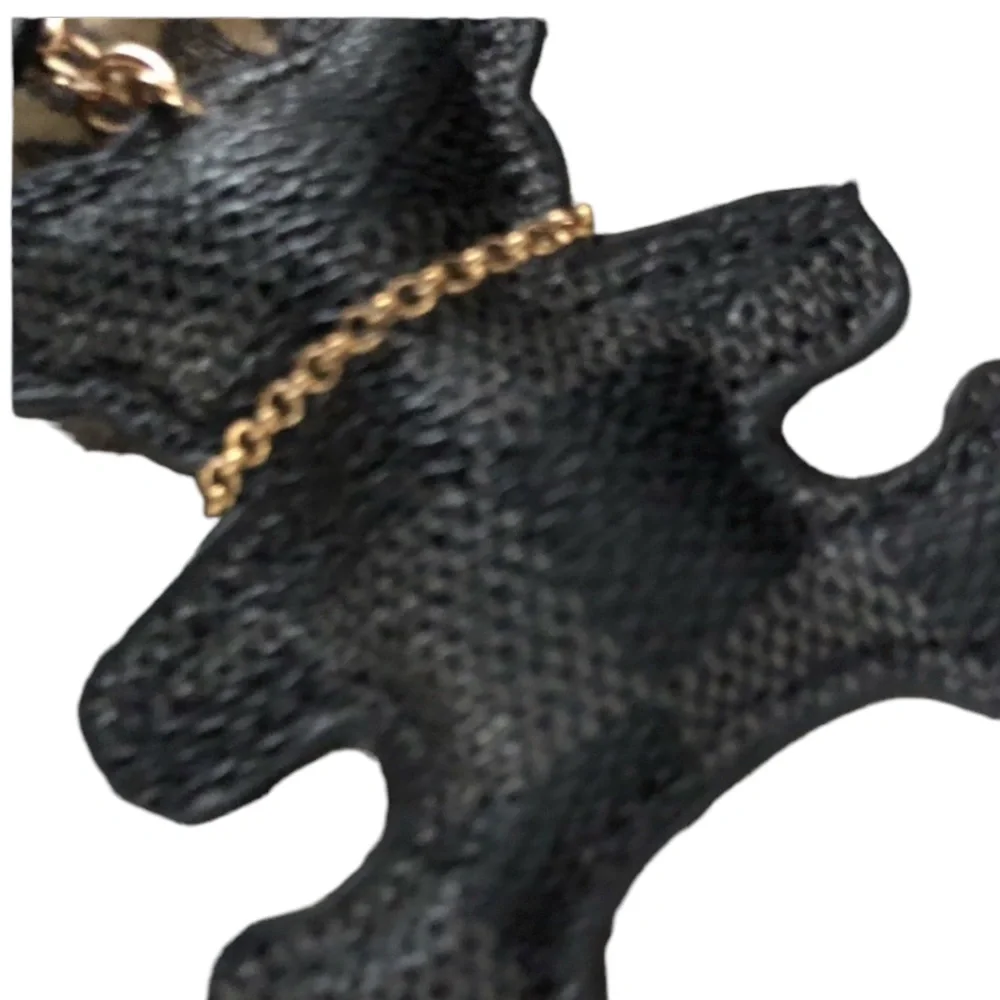 Black check teddy bear bag charm key chain